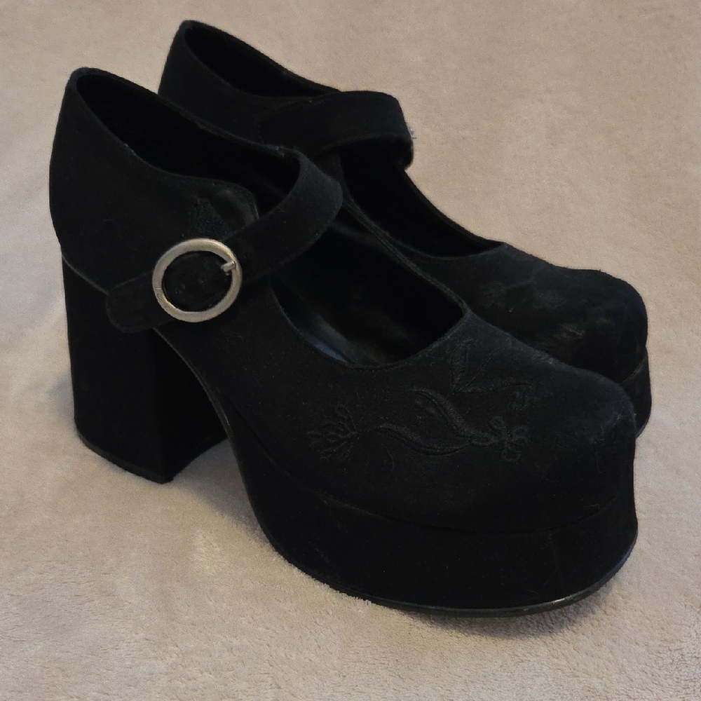 Y2k Black Platform Mary Jane Shoes By l.e.i. Size 7